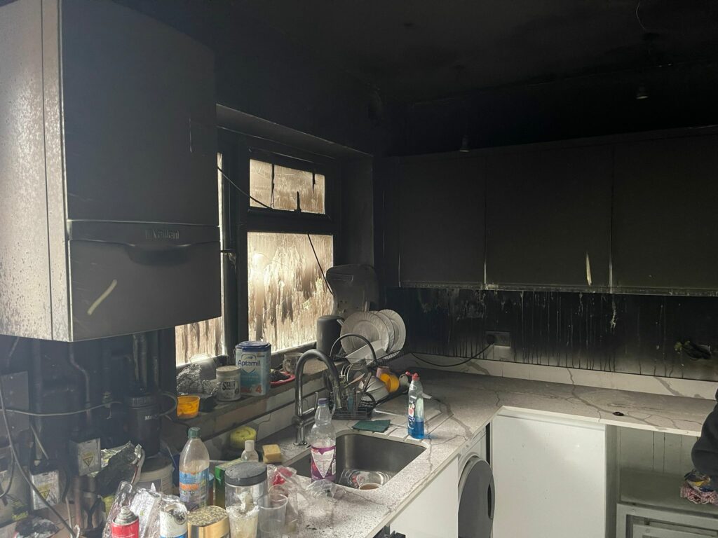 Smoke damage after kitchen fire