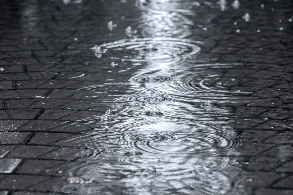 surface water flooding caused by concrete ground